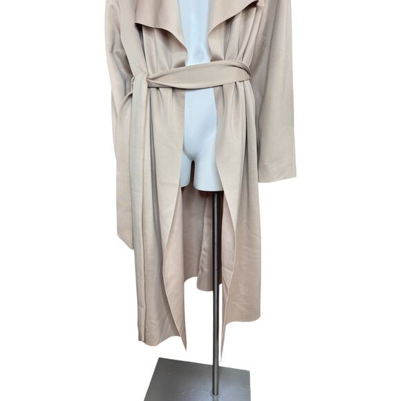 Girl with Curves Draped Scuba Jacket Beige Large NWT Long Sleeve Maxi Belted - Picture 4 of 12